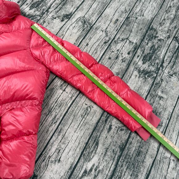 Athleta Women's Sz L Coral/pink Nylon Goose Down Zip Packable Puffer Coat Jacket - Picture 12 of 12